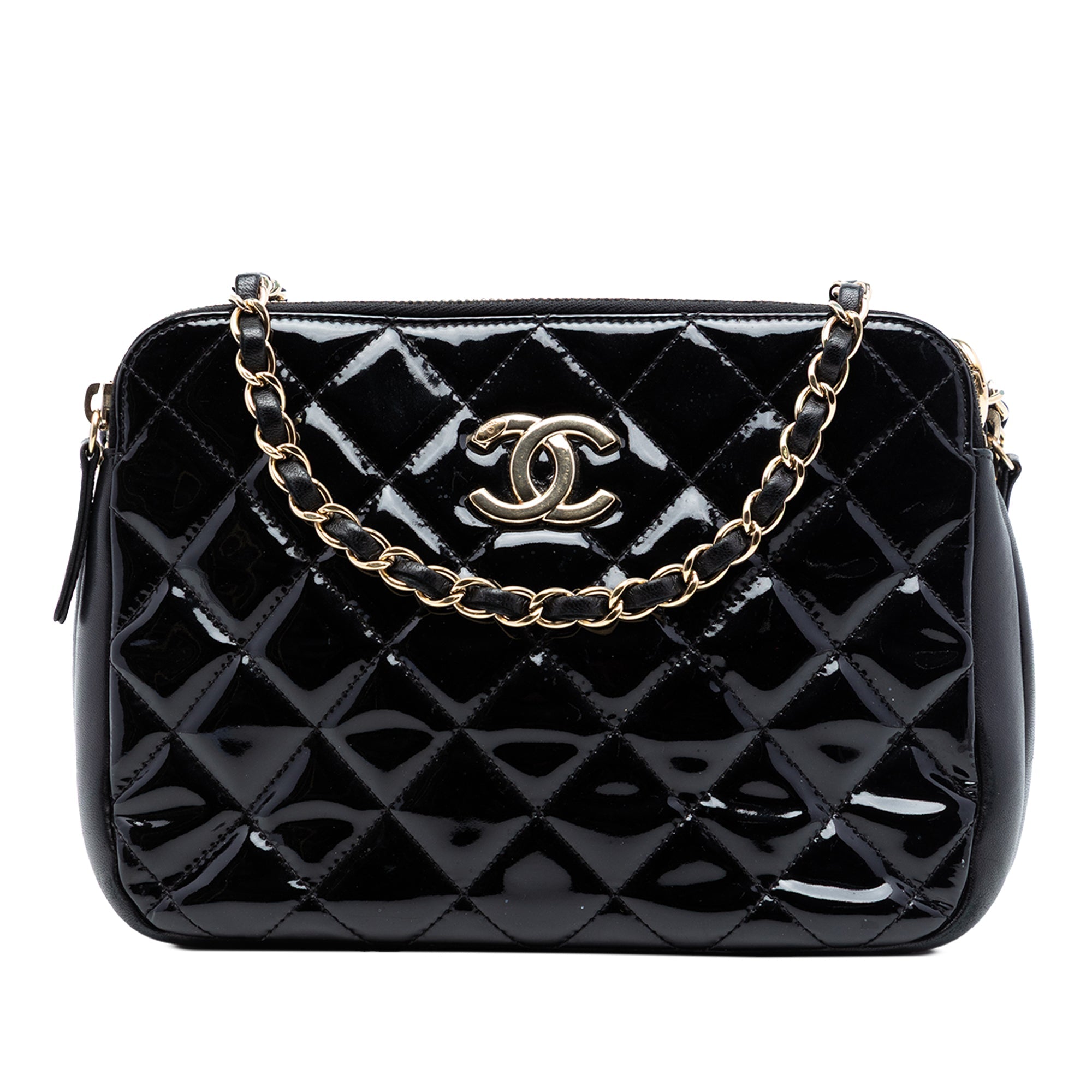CC Quilted Patent Double Zip Camera Bag