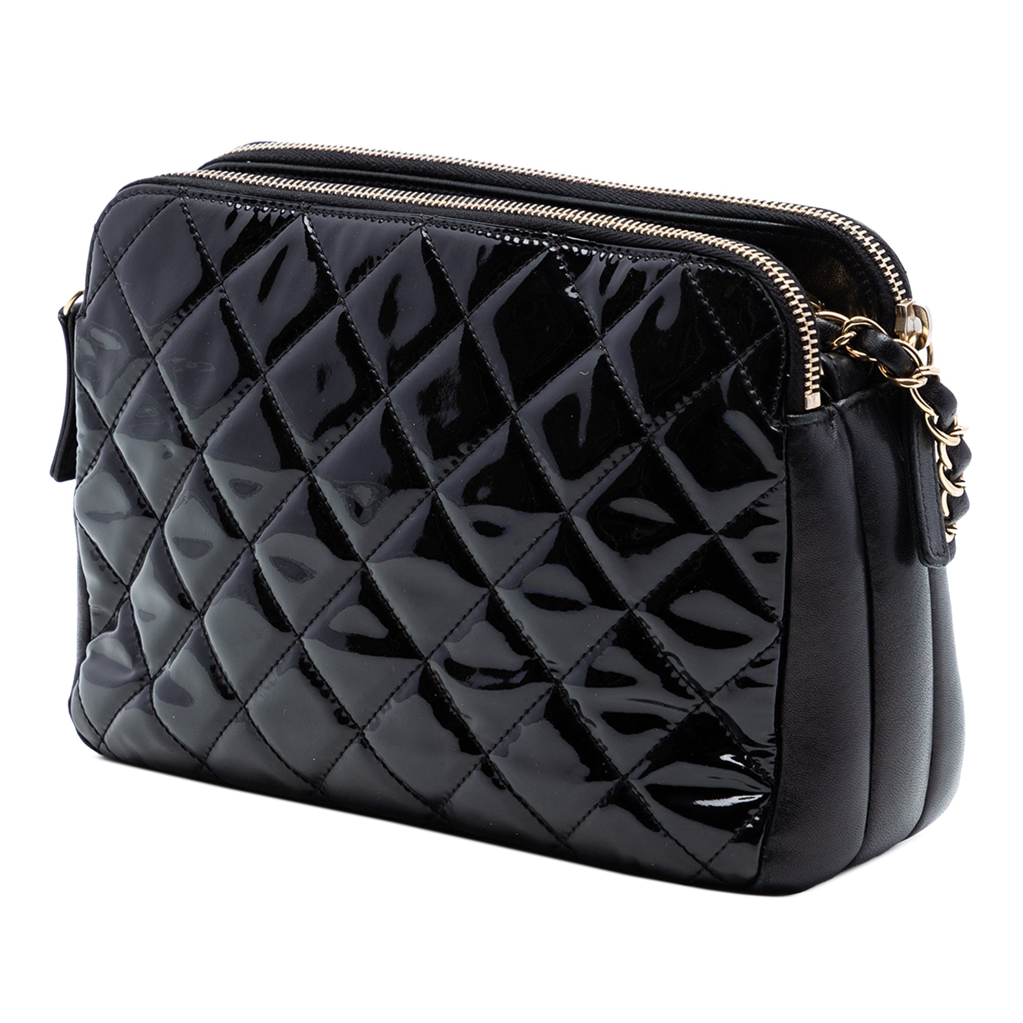 CC Quilted Patent Double Zip Camera Bag