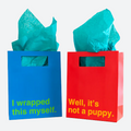 Gift Bag 2 Pack: "Not a Puppy" & "Wrapped This Myself" By Prank-O (As Seen on Shark Tank)
