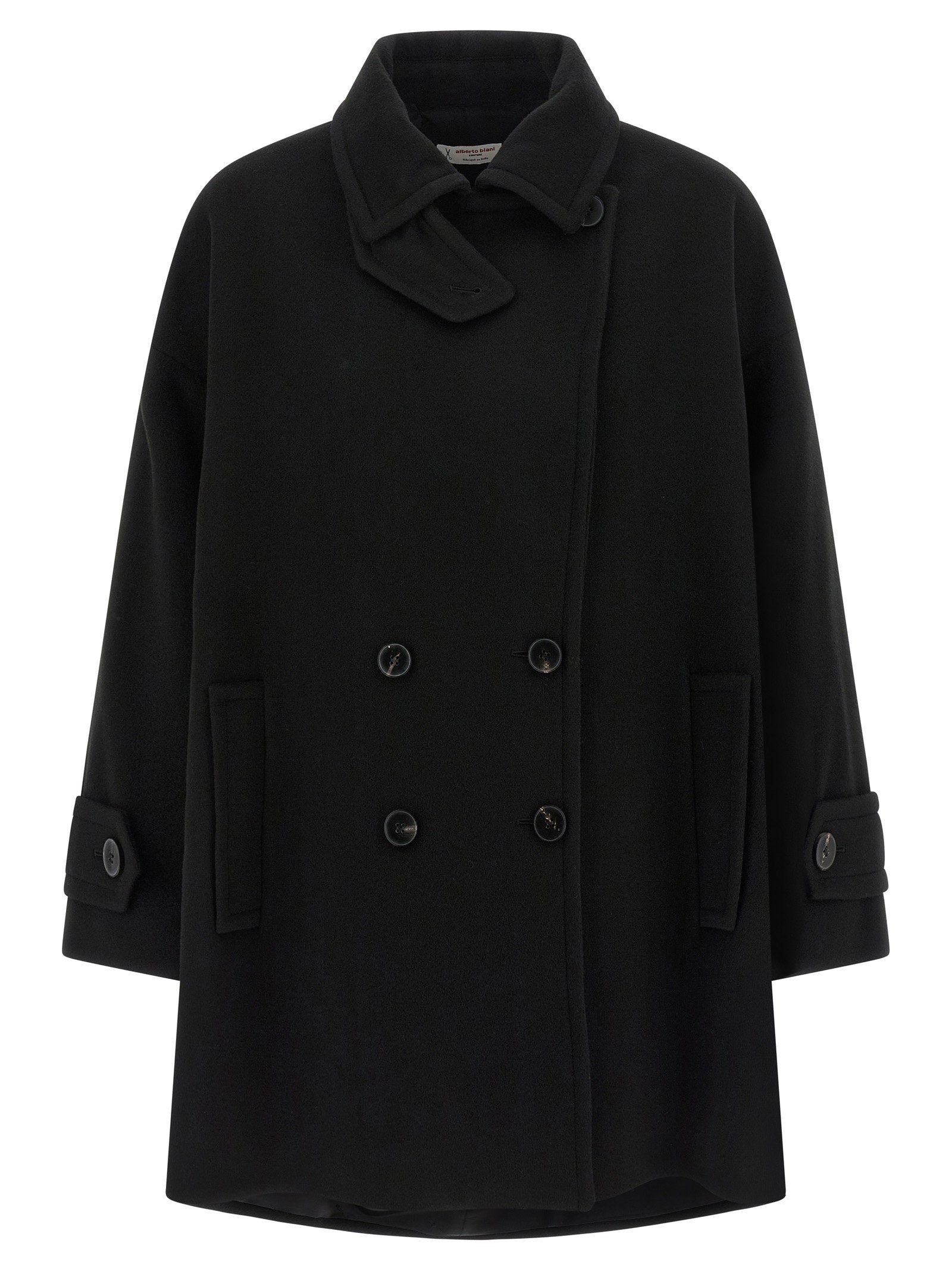 Alberto Biani Double-Breasted Wool Coat — Black