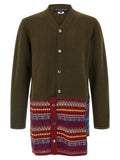 Comme Des Garçons Homme Plus Jacquard Insert Cardigan — olive