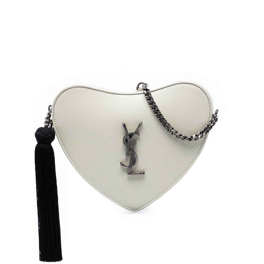 Leather Monogram Heart Tassel Crossbody