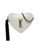 Leather Monogram Heart Tassel Crossbody