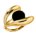 Gold Plated Onyx Presente Ring - Entre Camadas Collection