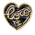 CC Gold Plated Enamel Coco Heart Brooch