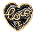 CC Gold Plated Enamel Coco Heart Brooch