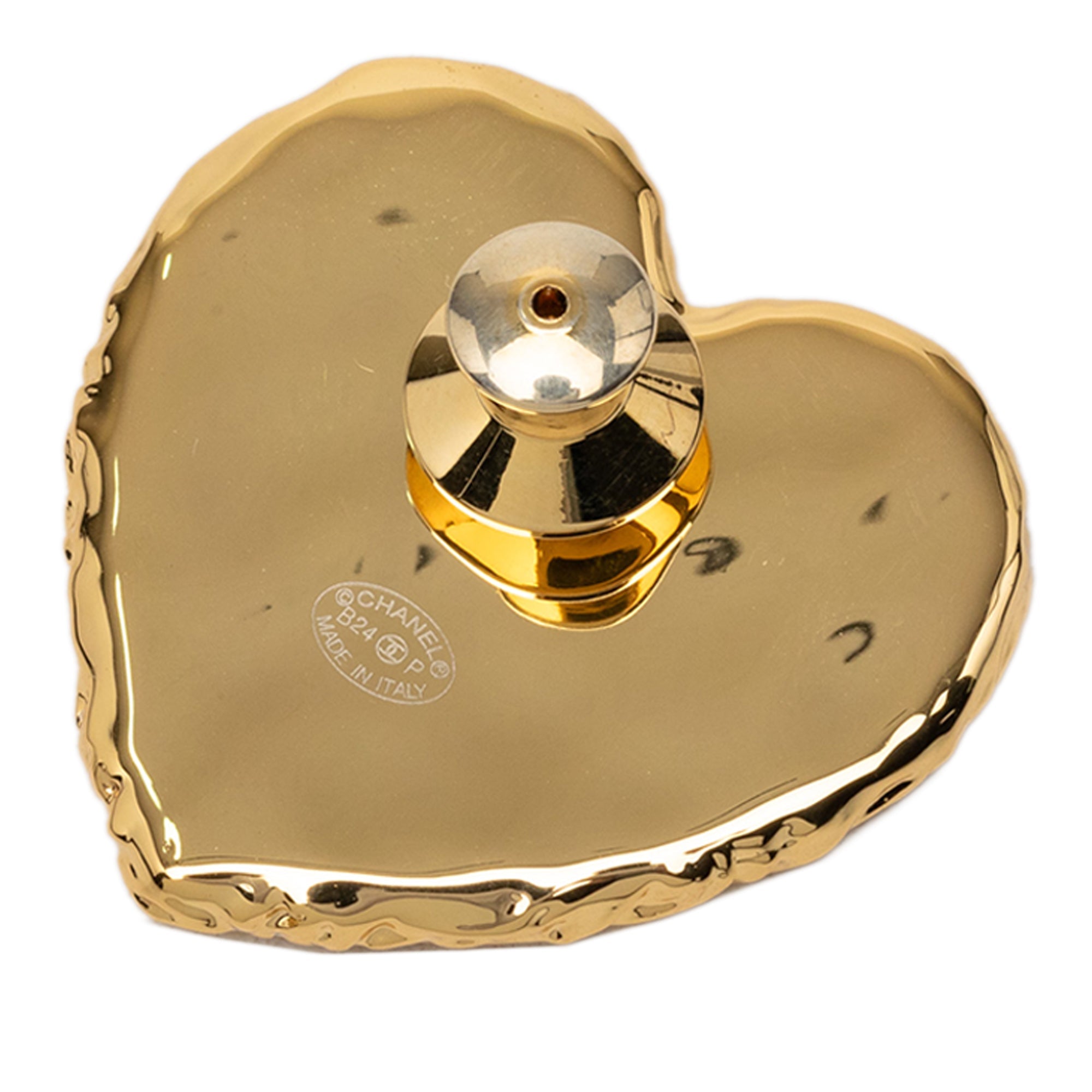 CC Gold Plated Enamel Coco Heart Brooch