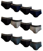 Don Algodon | Pack 12 Slips Lisos Hombre | 6 Negros, 2 Marinos, 2 Grises y 2 Verdes
