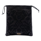 Embroidered Leather Drawstring Pouch
