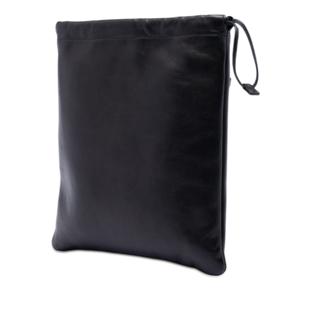 Embroidered Leather Drawstring Pouch