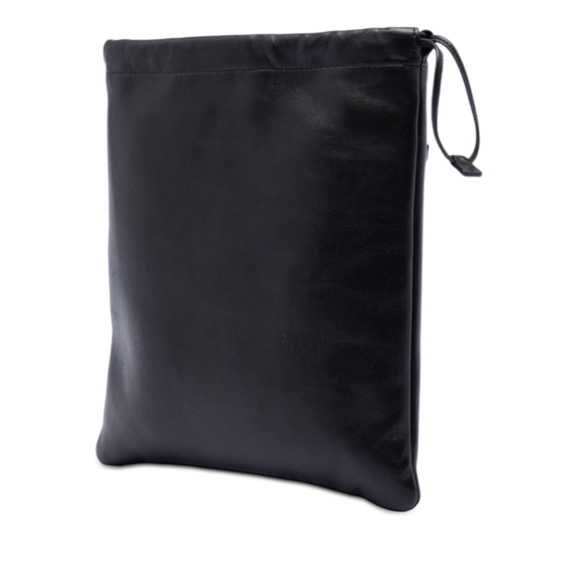 Embroidered Leather Drawstring Pouch