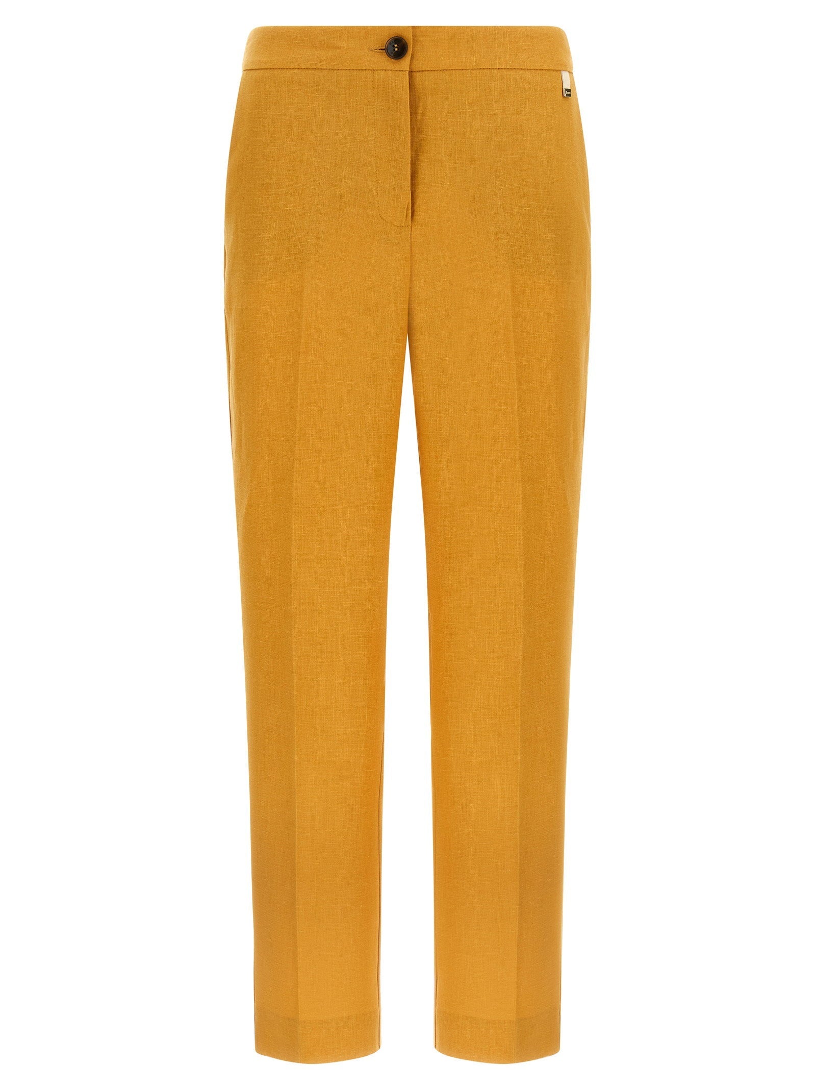 Herno Linen Tailored Trousers — Gold