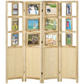 4 Panel Room Divider, Folding Privacy Screens, Natural