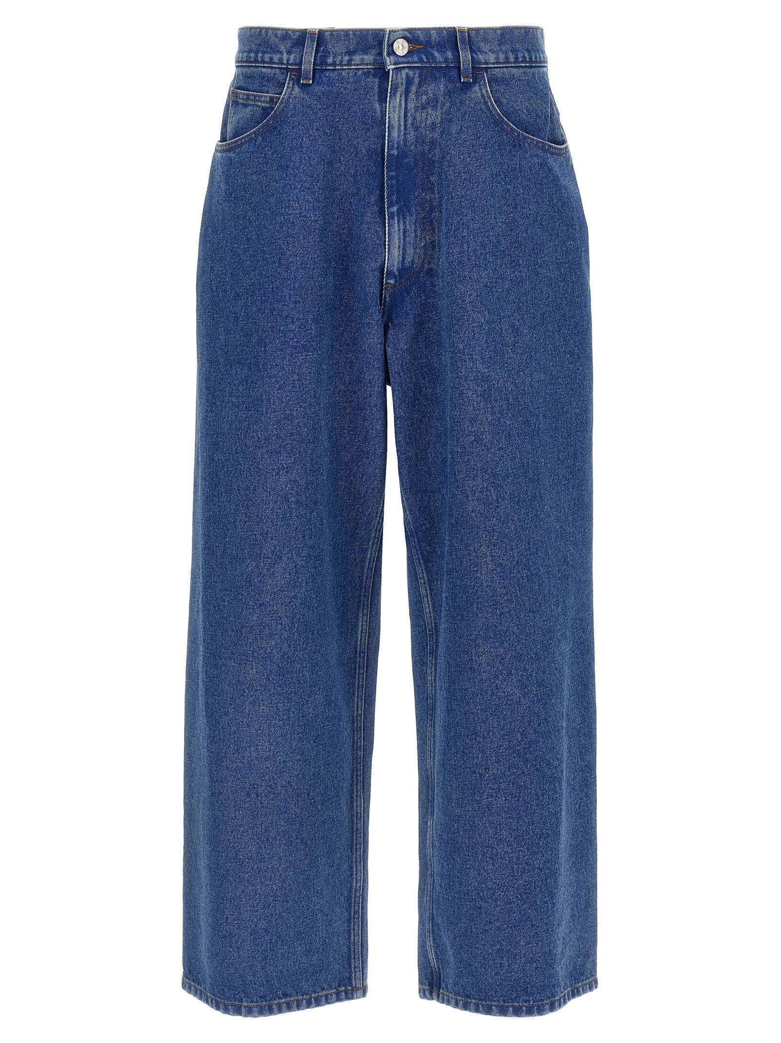 Marni Wide-Leg Patch Denim Jeans — Blue