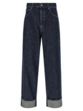 Marni Logo-Embroidered Cotton Denim Jeans — Navy