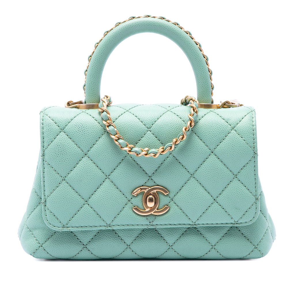 Extra Mini Quilted Caviar Coco Top Handle Bag