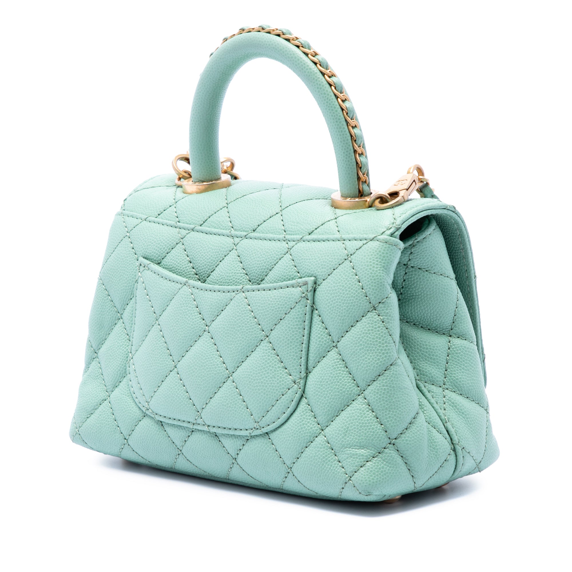 Extra Mini Quilted Caviar Coco Top Handle Bag