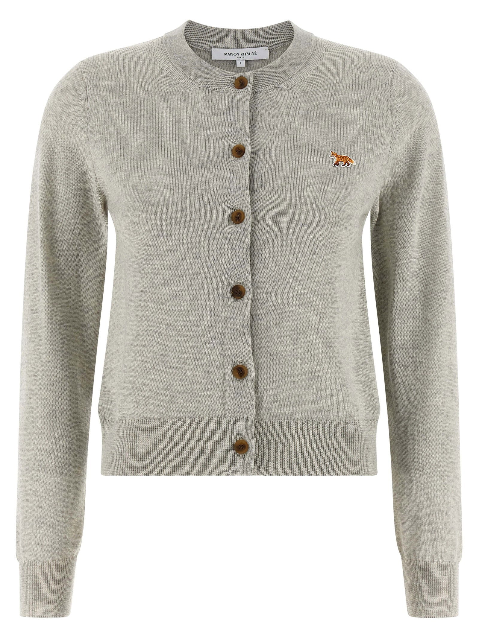 Maison Kitsuné Baby Fox Extrafine Wool Cardigan — Beige