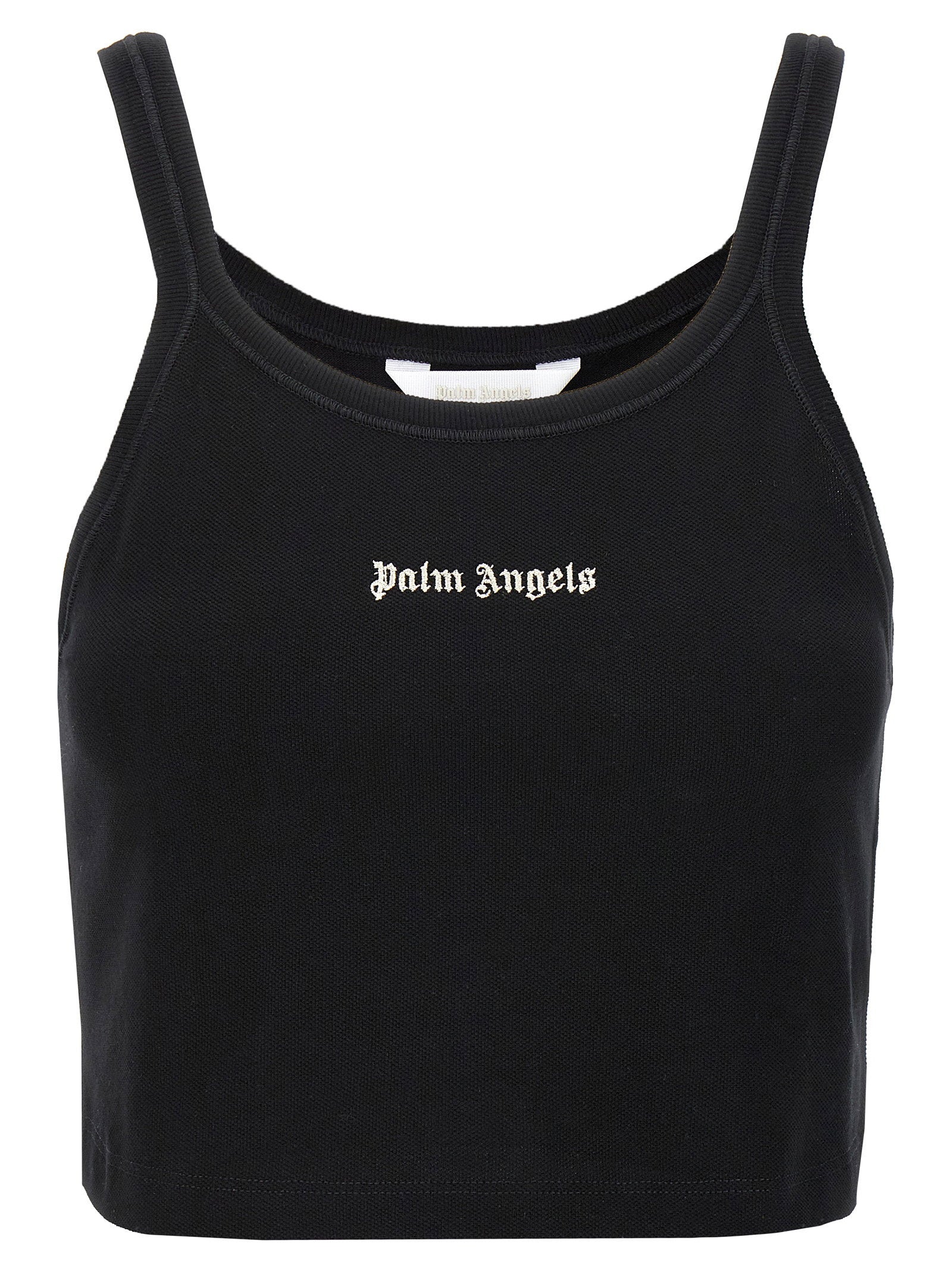 Palm Angels Logo-Embroidered Cotton Tank Top — Black