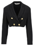 Palm Angels Double-Breasted Wool Blend Blazer — Black