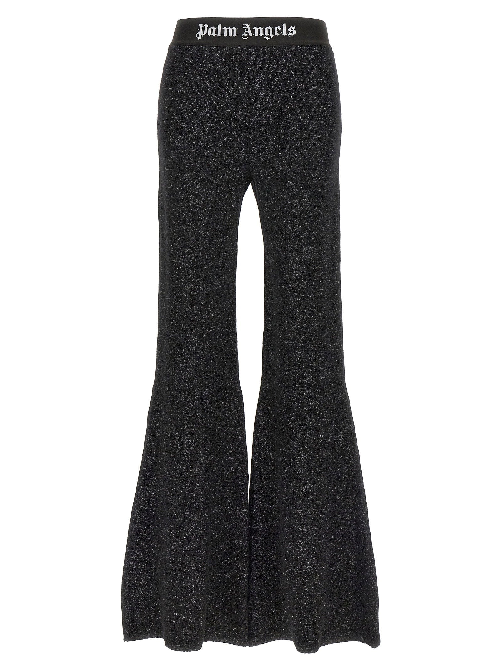 Palm Angels Logo-Tape Lurex Knit Trousers — Charcoal