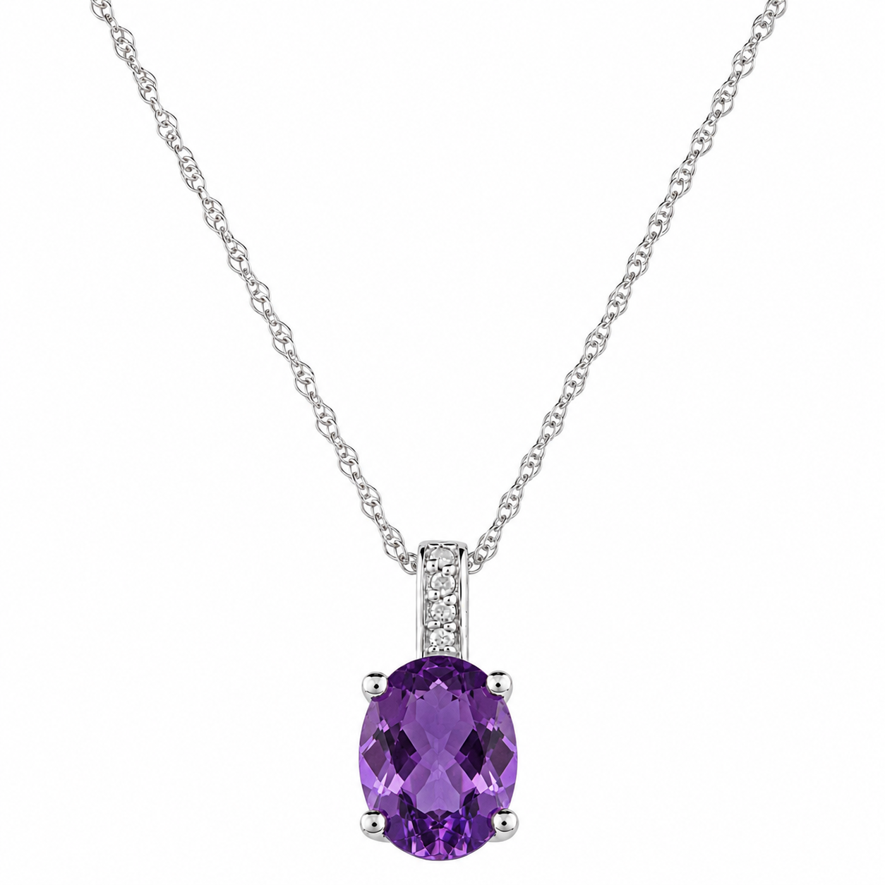Oval Birthstone Diamond Pendant Necklace
