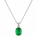 Oval Emerald and Diamond Pendant Necklace