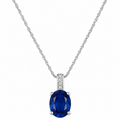 Oval Sapphire and Diamond Pendant Necklace
