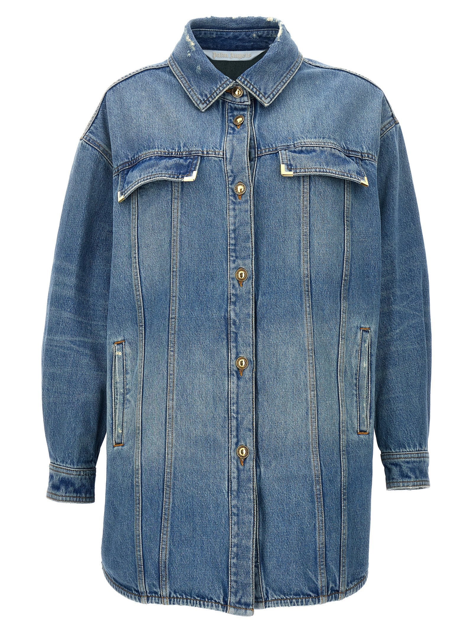 Palm Angels Washed Denim Jacket — Blue