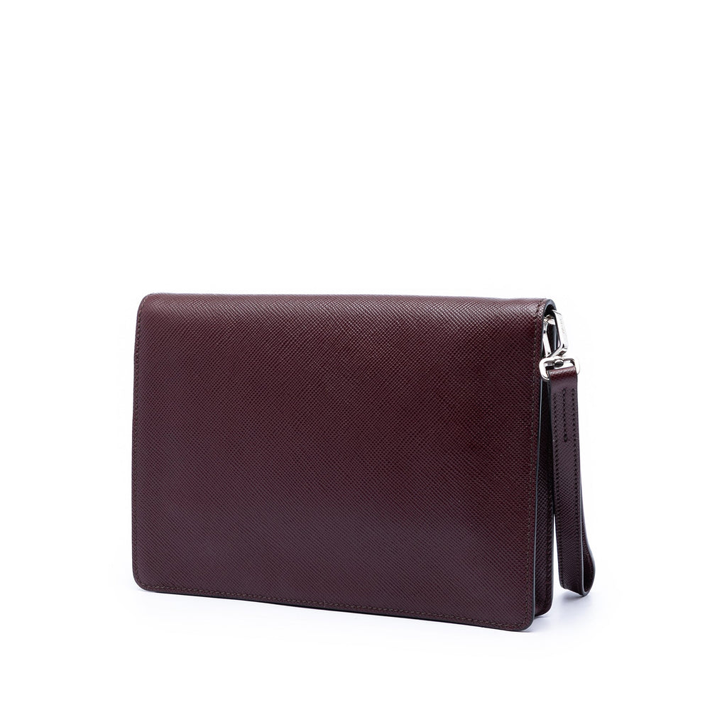 Saffiano Double Lock Convertible Clutch