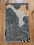 Art Deco Striped Hand Tufted Rug 3 x 5 ft