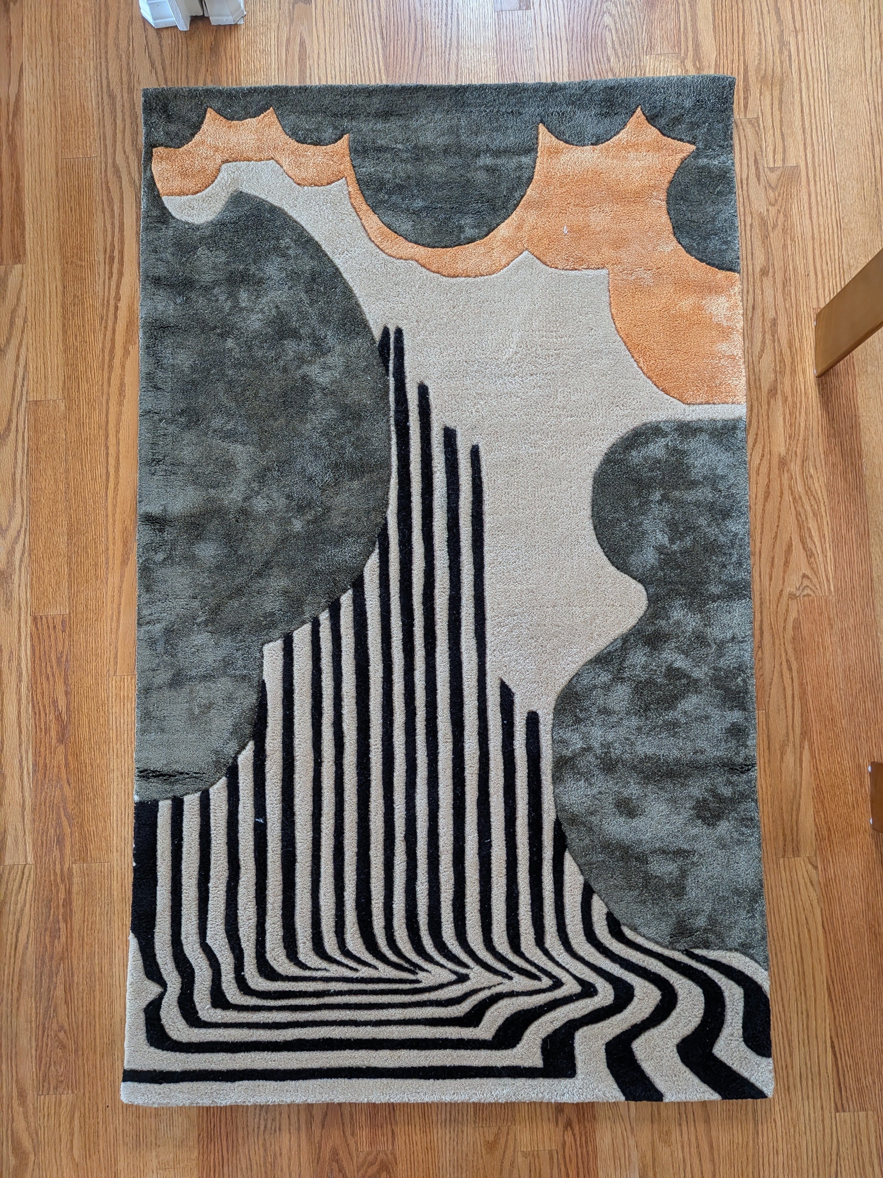 Art Deco Striped Hand Tufted Rug 3 x 5 ft