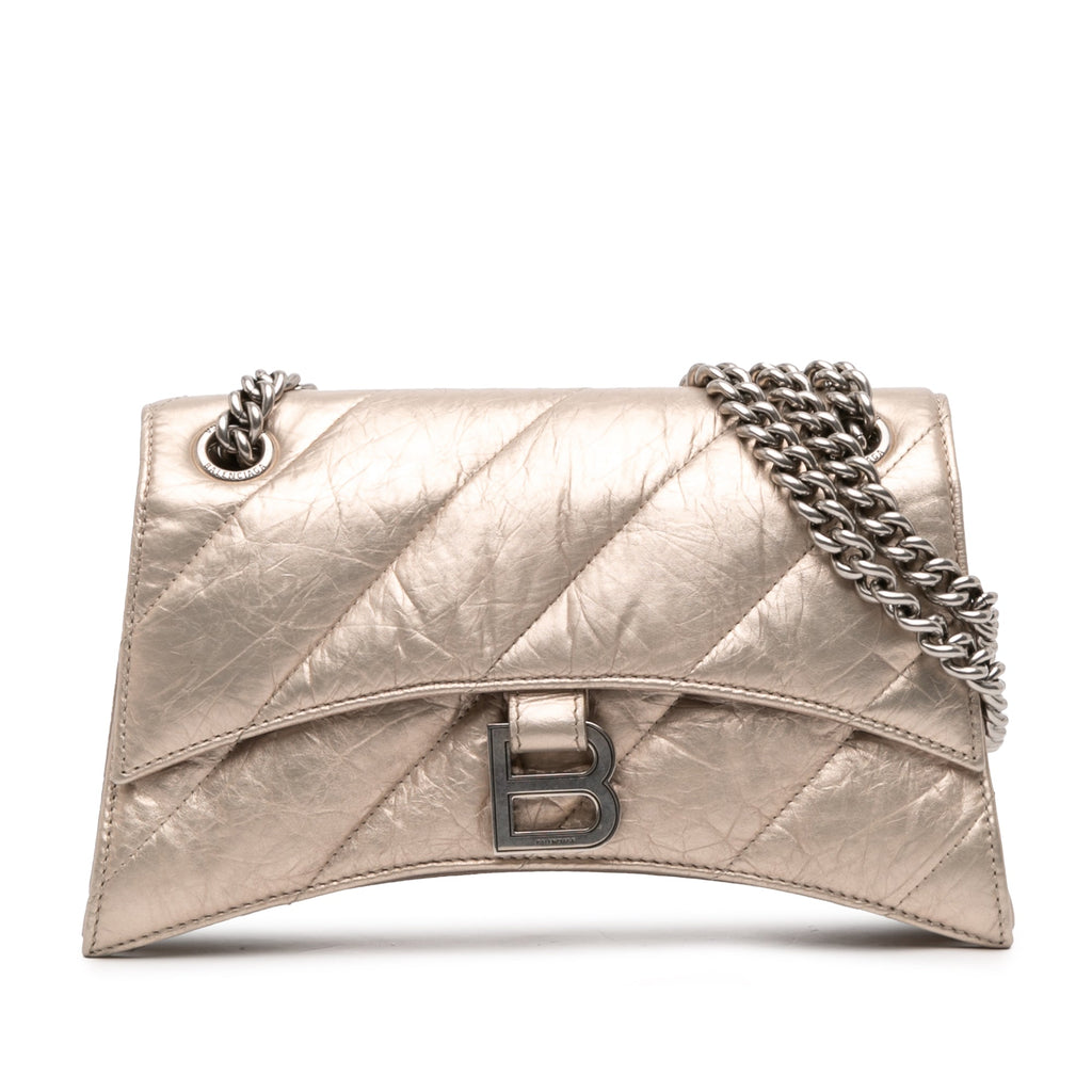 Small Metallic Calfskin Crush Chain Shoulder Bag