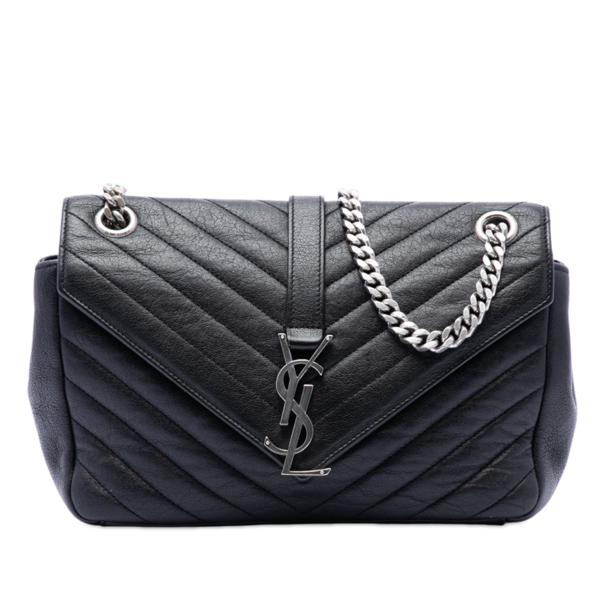 Medium Chevron Sheepskin Monogram College Punk Shoulder Bag