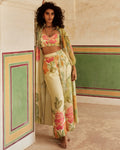 Pastel Green Habutai Floral Co-Ord Set By KYNAH, Luxury Indian Fashion & Bridal Wear