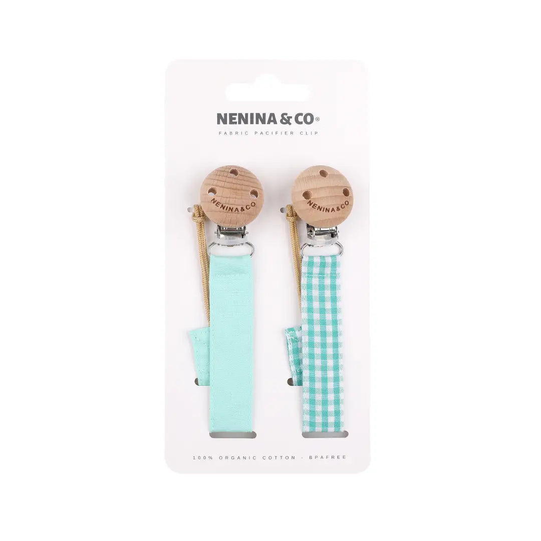 Kit Nenina & Co Mint + Celeste| 2 Chupetes + 2 Chupeteros + Guardachupete