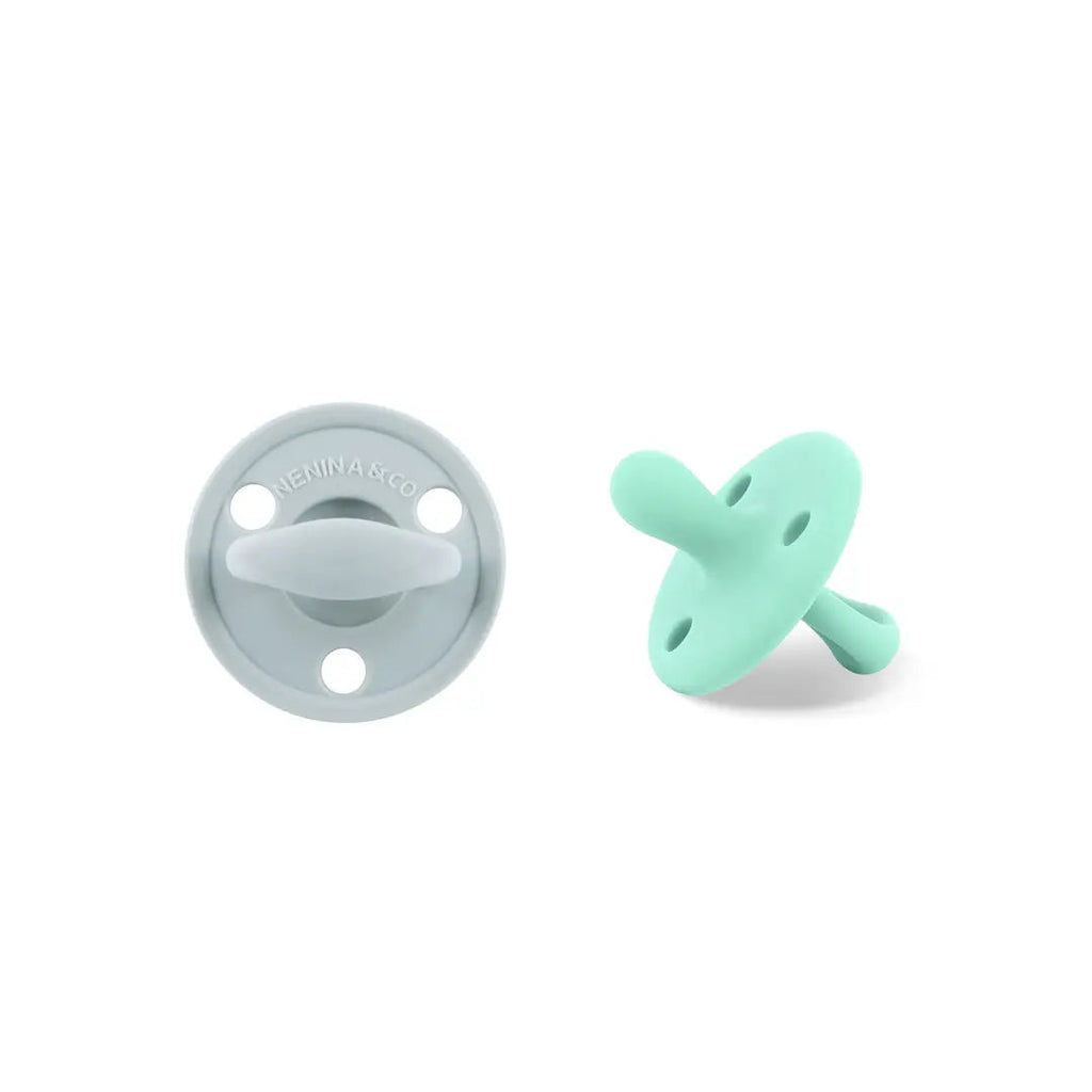 Kit Nenina & Co Gris + Mint| 2 Chupetes + 2 Chupeteros + Guardachupete
