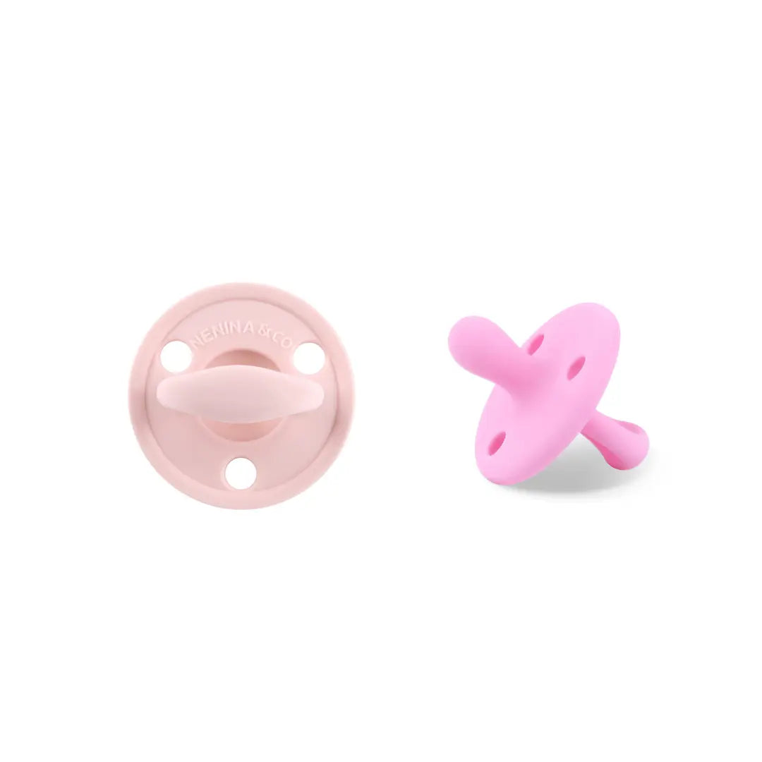 Kit Nenina & Co Rosa pálido + Rosa Chicle| 2 Chupetes + 2 Chupeteros + Guardachupete