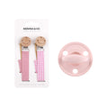 Kit Nenina & Co – Rosa pálido | 2 Chupeteros Algodón Orgánico + 1 Chupete Clásico de Silicona