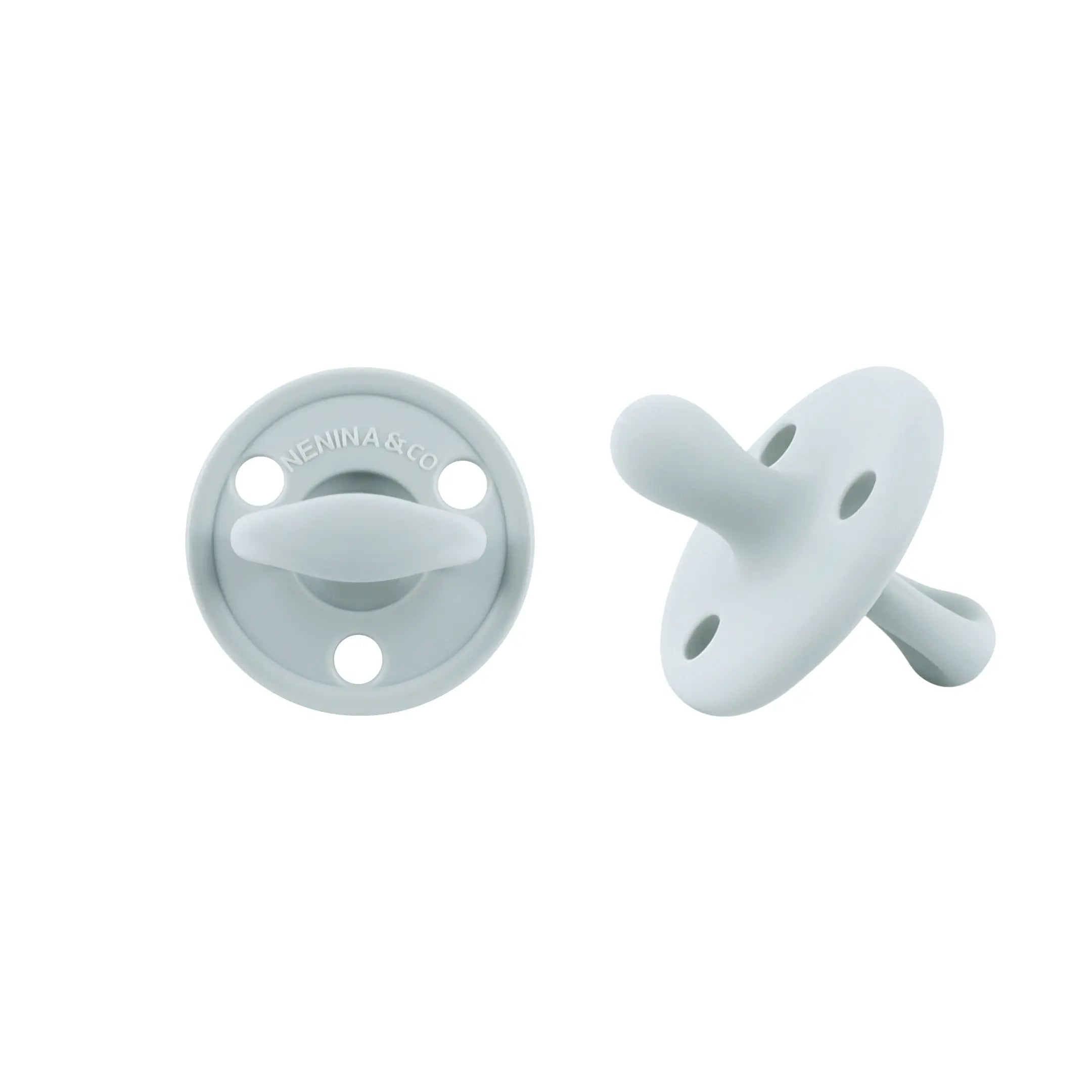 Kit Nenina & Co – Gris 2 Chupeteros Algodón Orgánico + 1 Chupete Clásico de Silicona