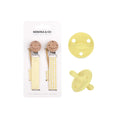 Pack 2 chupetes + Pack 2 chupeteros Amarillo DIAMOND By Nenina & co