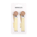 Pack 2 chupetes + Pack 2 chupeteros Azul y Amarillo  DIAMOND By Nenina & Co
