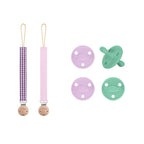 Pack 2 chupetes + Pack 2 chupeteros Lila y Mint DIAMOND By Nenina & Co