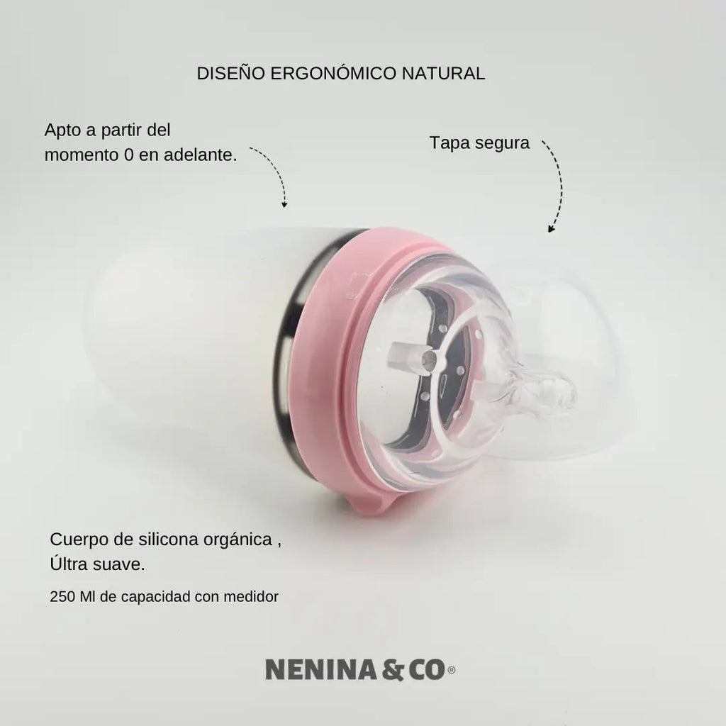 Kit de Biberón y Chupete Clásico con Chupeteros de Algodón para Bebé Recién Nacido | Nenina & Co