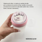 Kit de Biberón y Chupete Clásico con Chupeteros de Algodón para Bebé Recién Nacido | Nenina & Co