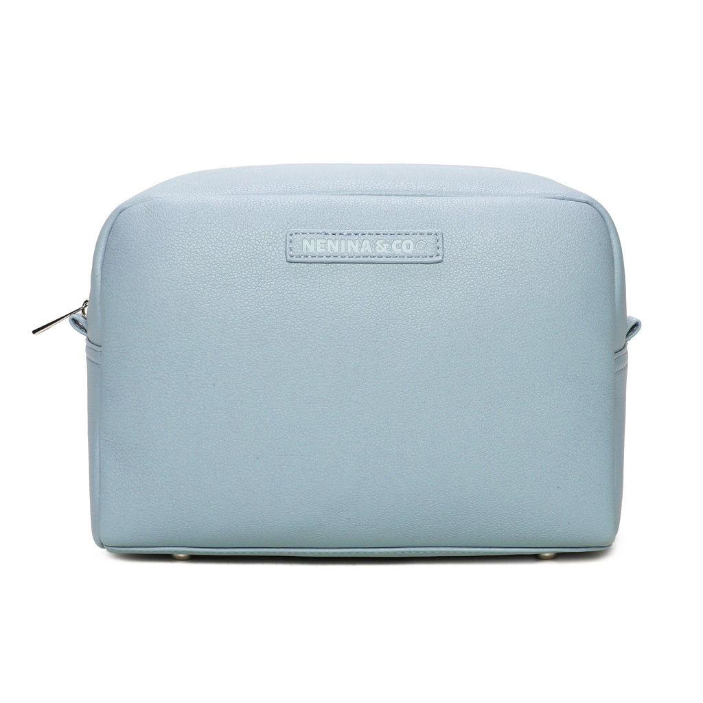 Pack Nacimiento Bebé: Portadocumentos + Neceser de Eco Piel MIREM Dusty Blue | Nenina & Co