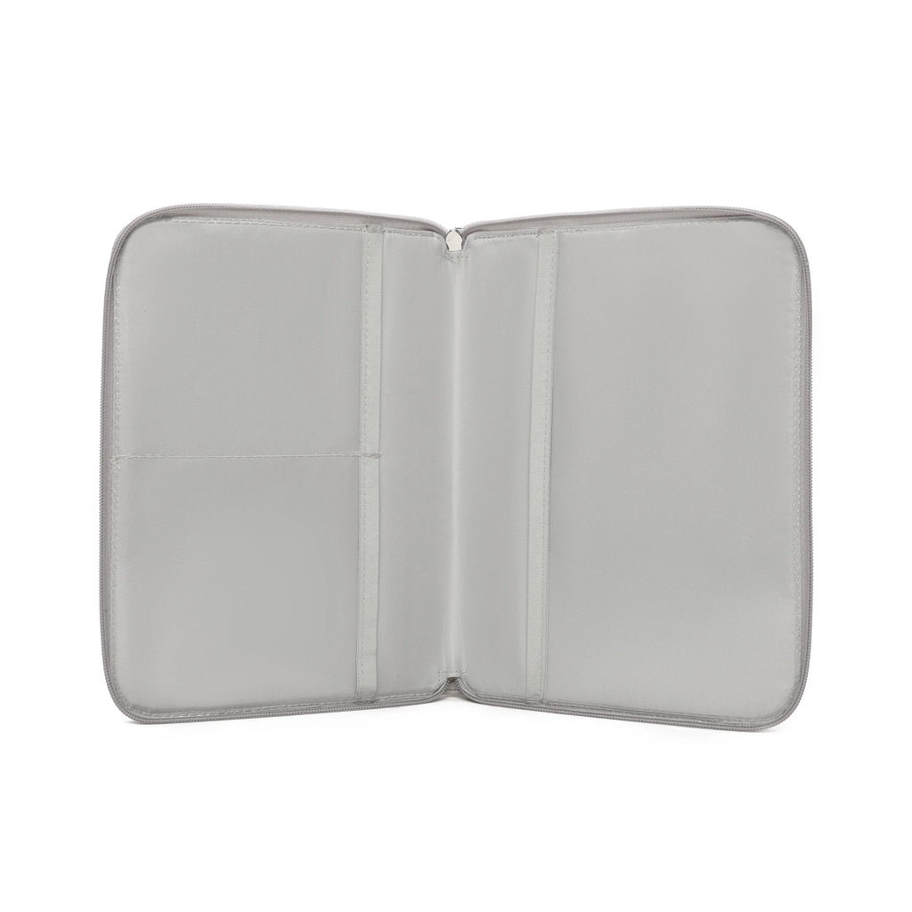 Pack Nacimiento Bebé: Portadocumentos + Neceser de Eco Piel MIREM Gris | Nenina & Co