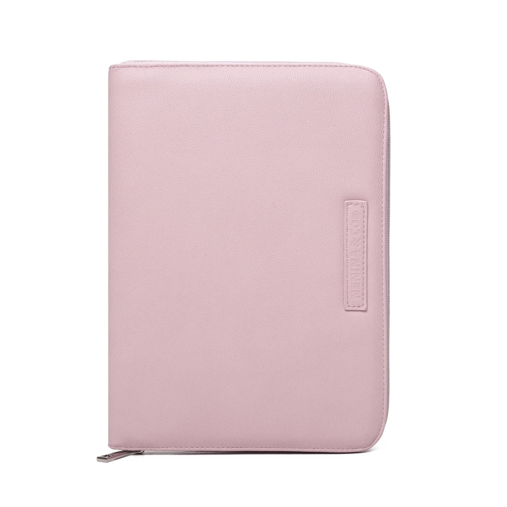 Pack Nacimiento Bebé: Portadocumentos + Neceser de Eco Piel MIREM Rosa pálido | Nenina & Co
