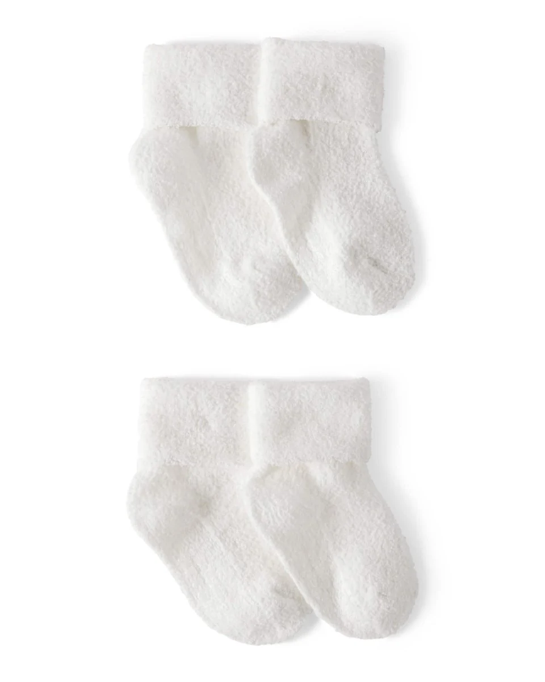 Pack cuatro pares calcetines chenilla blancas