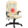 Adjustable Heated Ergonomic Massage Office Chair,  Swivel Vibrating Executive Chair, Beige